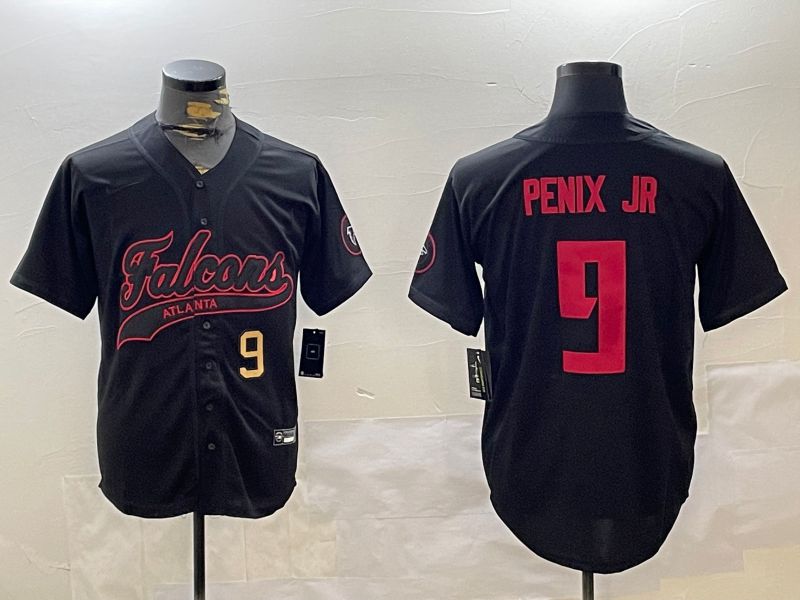 Men Atlanta Falcons #9 Penix jr Black Joint Name 2024 Nike Limited NFL Jersey style 2